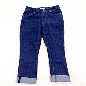ANN TAYLOR LOFT Capri Jeans Womens 25 Curvy Kick Crop Cuffed Dark Wash Denim